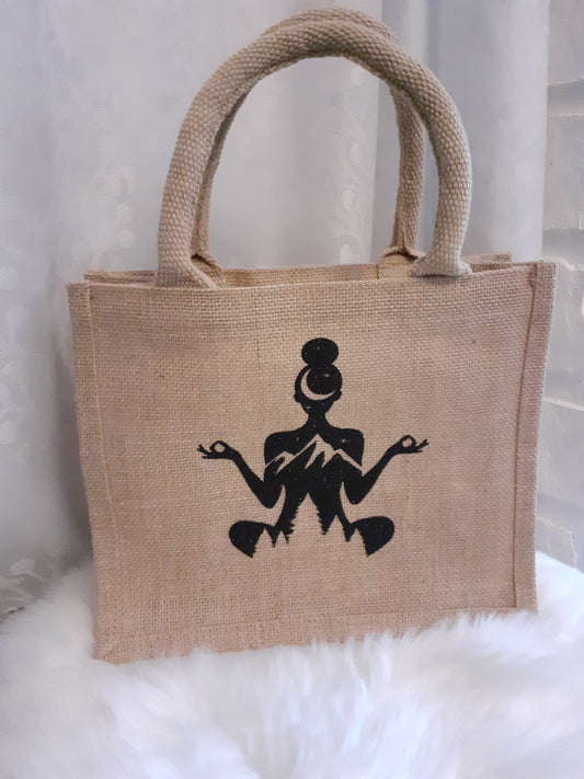 "Zen" Small burlap tote bag