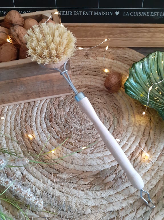 Brosse vaisselle en hêtre et fibre d'agave