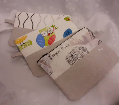 Printed cotton and linen pencil case / pouch