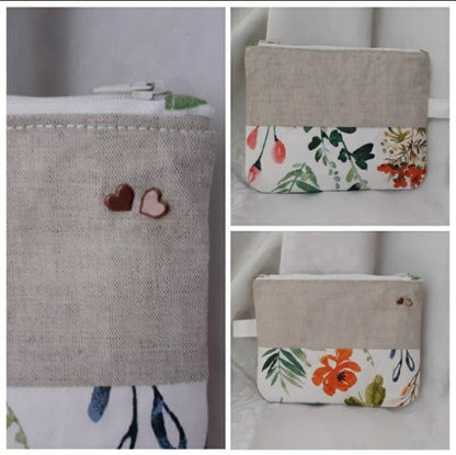 Trousse / Pochette imprimé fleuri en coton et lin