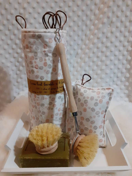 Zero waste kit in my kitchen "Old pink polka dots"