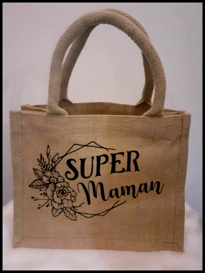 Small burlap tote bag